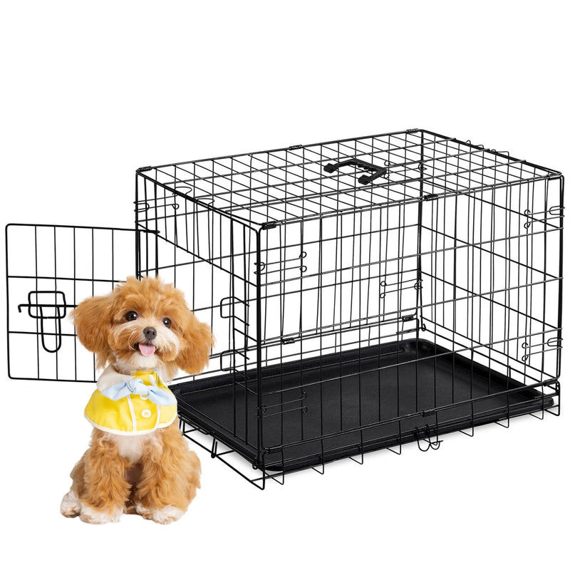 Aidoly Dog Crate - Single Door 30 Inch Portable Puppy Dog Cage, Metal Wire Pet Kennel with Secure Lock, Leak-Proof Pan Tray, Foldable Design for Dogs Pets Indoor Training and Outdoor Travel