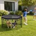Dog Playpen Top Cover for Pets Waterproof Heavy Duty Dog Pen Cover with Breathable Mesh, Fits 24" 8 Panels Octagon Metal