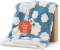 LE SURE Waterproof Puppy Blanket for Small Dogs - Washable Double Sided Dog Blankets with Warm Jacquard Shag and Soft Sherpa Fleece, Pet Cat Blanket for Couch Protection, 3D Textured Cloud, Blue