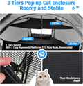 EighteenTek® Catio Outdoor Cat Enclosure 3-Tier Pop up Cat Tent Playpen | Portable Kitten Catio Tower | Pet Playpen Indoor/Outdoor Cats Enclosed | Play Tents for Patio Balcony Courtyard Camping