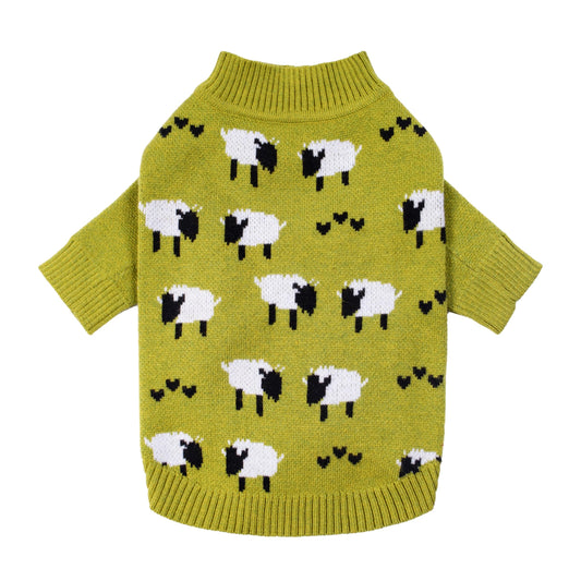 Fitwarm Funny Sheep Dog Sweater, Thermal Winter Clothes for Small Dogs, Boy, Girl - Dog Holiday Pullover Jumper, Pet Outfit - Black, Green, White, S