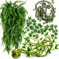 HERCOCCI Reptile Vines, Flexible Jungle Climbing Vines Terrarium Plastic Plants and Leaves Tank Accessories Decor for Ge
