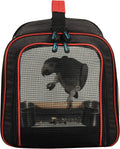 Colorday Lightweight Bird Carrier for Travelers, Bird Travel Cage with Parrot Feeder Cups & Standing Perch and Tracy (Large 19 x 12 x 13 inch, Black)