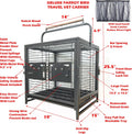 Deluxe Portable Durable Wrought Iron Bite-Proof Bird Travel Parrot Vet Carrier Cage Prevent Beaks Out Pet Products for Parrots Conures Cockatiel Amazon African Grey Include Cage Cover