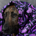 Pet Dog Cat Blanket Ultra Soft Cozy Fleece Paw Print Design Machine Washable Durable for Crates Beds Sofas Travel (Purple Paw Symphony, Medium)