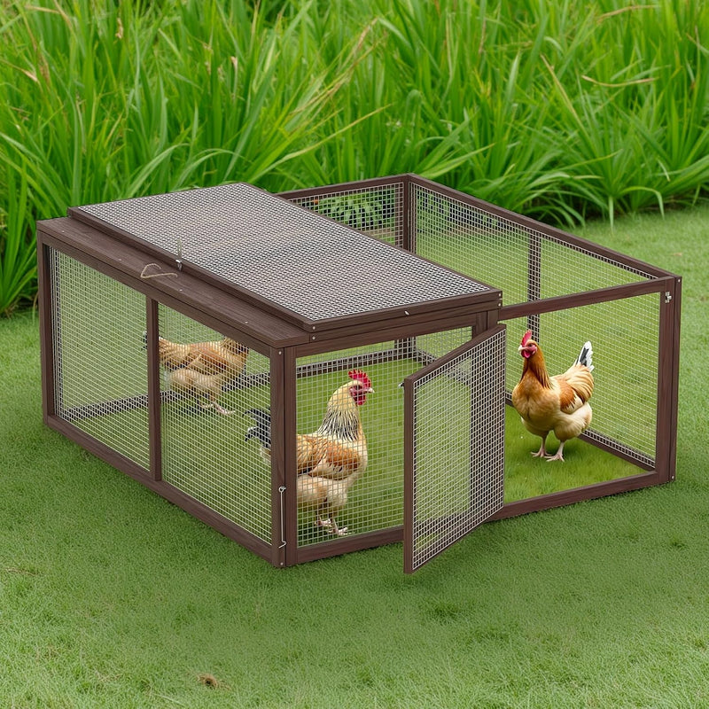 Portable Chicken Run Rabbit Hutch Folding Chicken Cage for Indoor/Outdoor,Top & Side Opening Doors Small Animal Pet Play