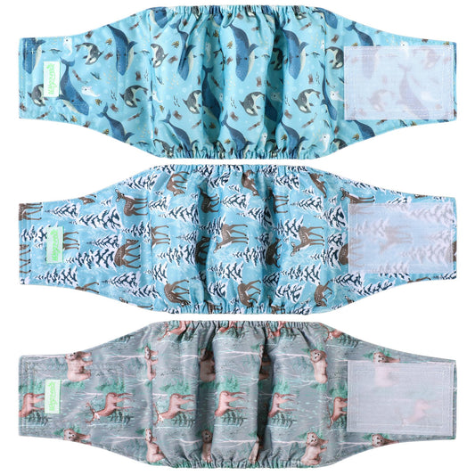 wegreeco Washable Male Dog Belly Band (Stylish Pattern) - Pack of 3 - Dog Diapers Male - Washable Male Dog Belly Wrap (Dolphins, X-Small)