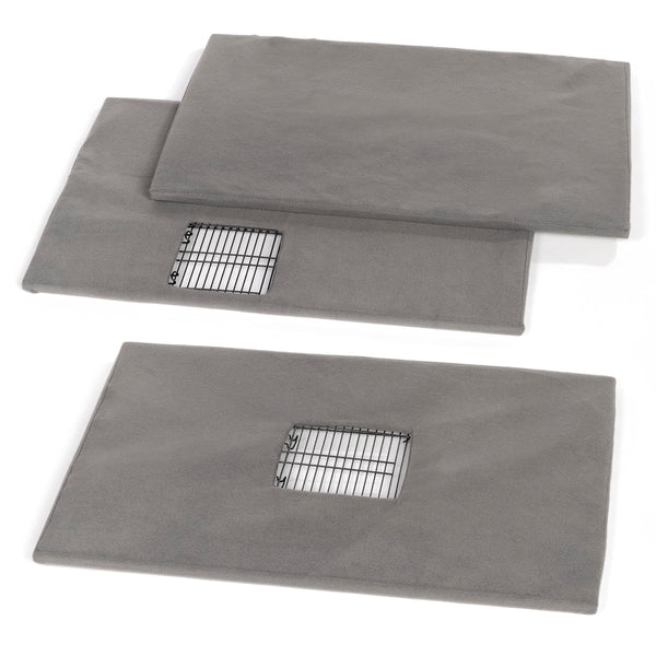 Prevue Pet Products Ferret Cage Plush Fitted Grille Cover Set - Washable Polyester Cage Cover, Prevue Ferret Enclosure Accessories, Plush & Soft Animal Cage Liner - Gray