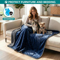 PetAmi Waterproof Dog Blanket Puppy Cat Large Couch Cover, 40x60 Navy/Grey