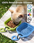 Pecute 2 Pack Collapsible Dog Bowls, Food-Grade Silicone