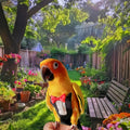 Magnoloran Bird Diapers Bird Harness Tuxedo Flight Suits with 80in Flying Leash Parrot Nappy with Waterproof Inner Layer Urine Wet Suite for Cockatiel Conure Parakeet Macaw Budgie-Black,S