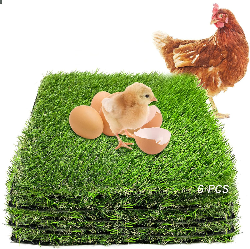 PINVNBY Washable Chicken Nesting Box Pads 6 Pcs Reusable Hens Nest Bedding Artificial Grass Rug Carpet Fake Synthetic Tu