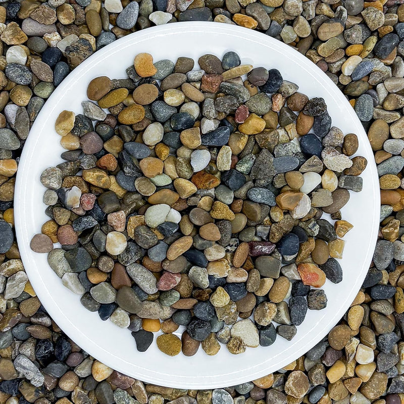 5LB Natural Aquarium Gravel, Small River Rocks for Fish Tank, Garden & Vase Decor - 1/4 Inch Pea Gravel, 4-8mm Polished 
