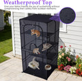 Catio Outdoor Cat Enclosure Window 61.4" H Large Cat Cage with Perches 4 Tiers Cat Patio Playpen Kitten Kennel for Multiple Indoor Cats