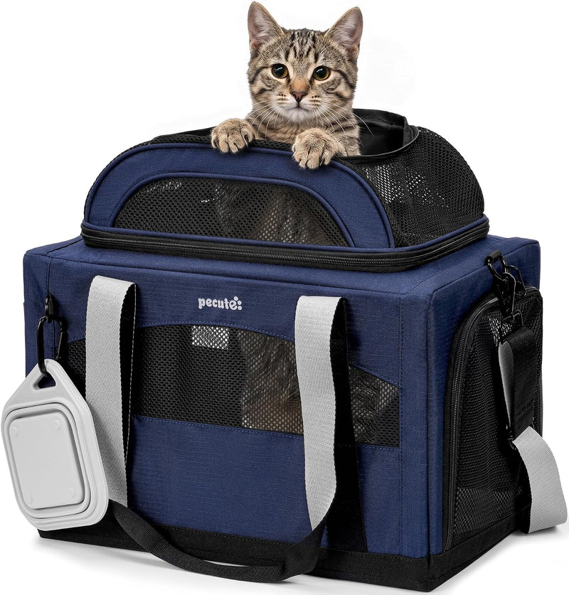 Pecute Cat Carrier, Top Expandable Dog Crate for Travel