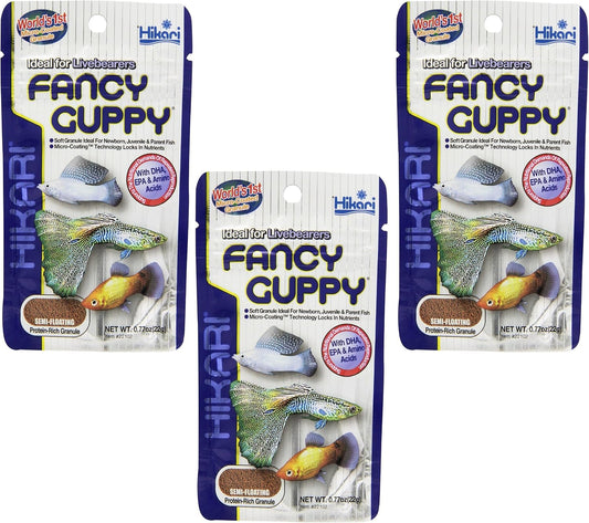 (3 Pack) Hikari Usa Tropical Fancy Guppy For Pet Health, 0.77-Ounce Each