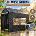 Dog Kennel Cover for 8x4x6 FT Outdoor Kennel, PVC Windows & Roll-Up Panels