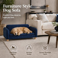 LYASILYHS Dog Couch Bed for Small to Medium Dogs, Orthopedic Bolster Dog Sofa Bed with Removable Washable Cover, Elevated Pet Couch with Armrests, Navy Blue
