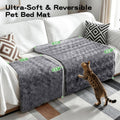 NODARKO Cat Blanket for Indoor Cats - Ultra Thick 460GSM Faux Rabbit Fur & 260GSM Sherpa, Small Pet Throw for Carrier, Crate & Couch Protection, Soft Thermal Kitten Bedding, 21"x18" Grey