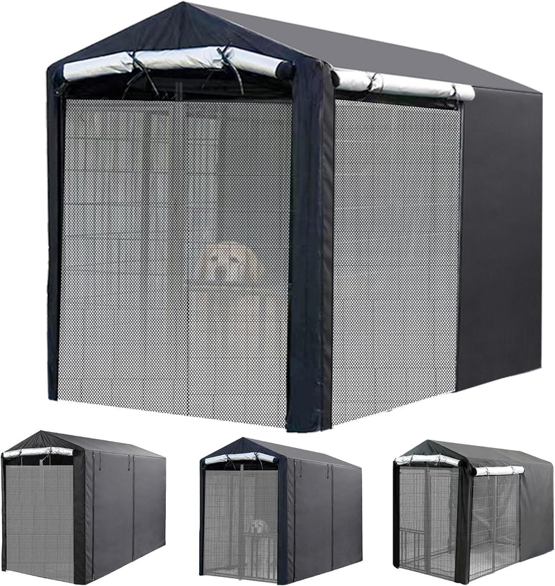 Outdoor Dog Kennel Cover 8’D x 4’W x 6’H, Heavy Duty Weather Cover Only