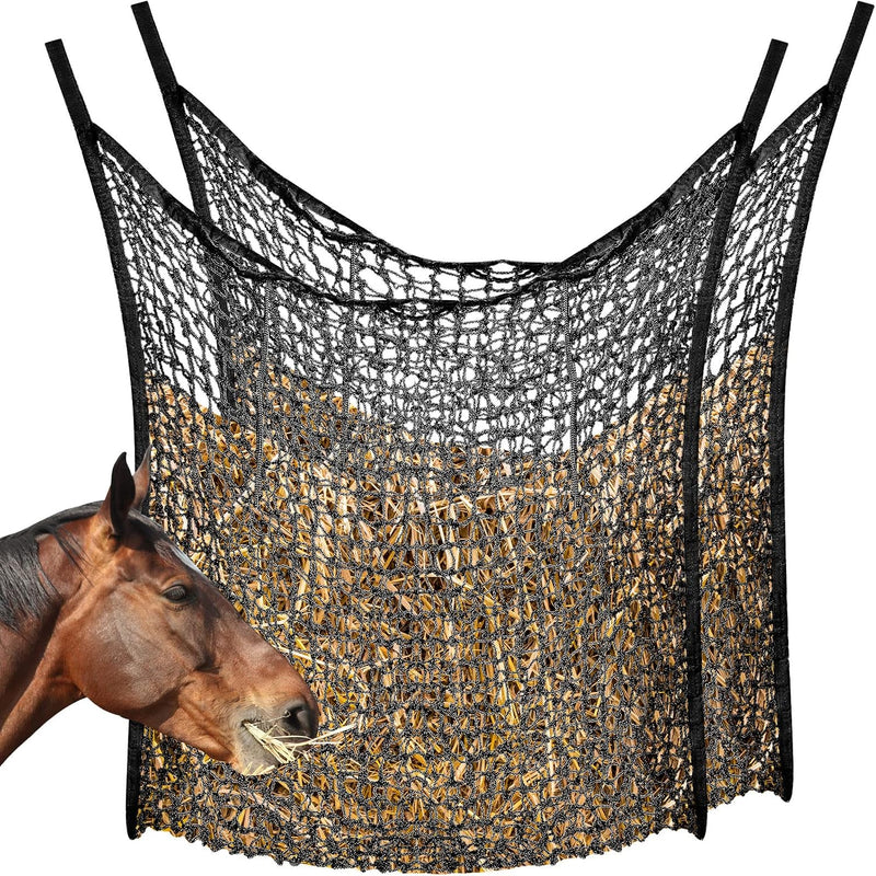 Fabbay 2 Pcs Slow Feed Hay Net for Horses, 35 x 31 Inch Hay Bag, Black