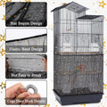 JULMELON 2Pcs Adjustable Bird Cage Seed Catcher(Black) Birdcage Nylon Mesh Cover Twinkle Star Universal Birdcage Cover for Parakeet Round Square Cage with Spring Hook