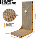 Markarbarka Value 2-Pack 23.6 Inch L-Shaped Cardboard Cat Scratcher, Dual Use (Vert/Horiz) Scratch Pad with Toy Balls, Wall-Mountable Furniture Protector Cat Scratchers for Indoor Cats