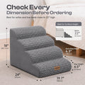 Miorun Extra Wide 4-Step Dog Stairs for Bed & Couch 18" H, More Stable Non-Slip Pet Steps with Balanced Foam Structure and Gentle Slopes, Stylish Indoor Dog Steps for Small & Medium Dogs, Gray