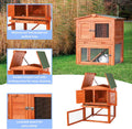 TRIXIE natura Outdoor Rabbit Hutch with Run - Small 2-Story Rabbit Cage with Non-Slip Ramp - Elevated Small Animal House