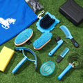 Abbylike 12 Pieces Horse Grooming Kit Equine Care Brushes,Blue