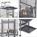 HSM 62 Inch Wrought Iron Large Bird Flight Cage with Rolling Stand for African Grey Parrot Cockatiel Sun Parakeet Conure Lovebird Canary…
