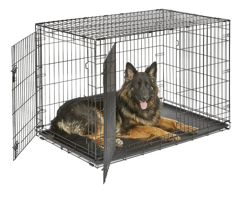 Midwest Homes for Pets 48-Inch New World Crate for Extra-Large Breeds, 90-110 lbs, Double Door Folding Dog Crate, Leak-Proof Tray & Secure Latches, Portable, Durable & Easy to Assemble