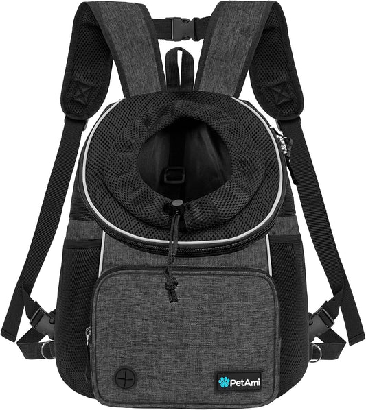 PetAmi Adjustable Dog & Cat Chest Carrier Backpack, Ventilated for Hiking & Camping, Small to Large Pets, Max 10 lbs