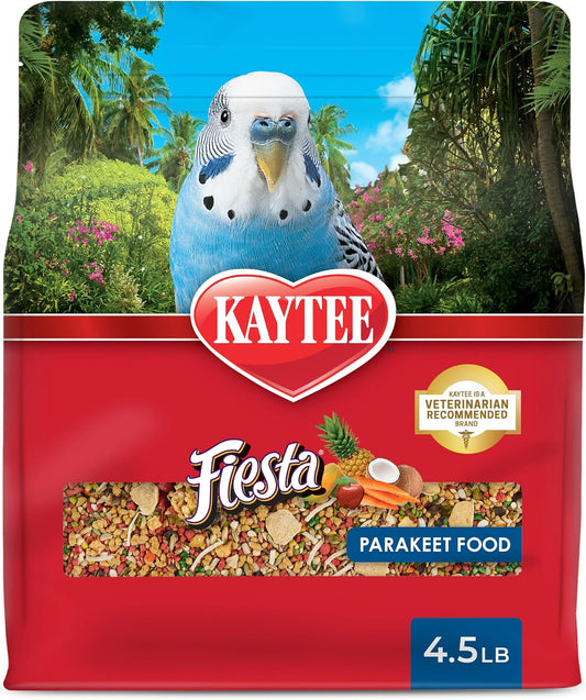 Kaytee Fiesta Parakeet Food, Nutritious and Fun Blend, Supports Skin, Feather, Digestion, Brain and Heart Health, 4.5 pounds