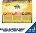 Nature’s Recipe Chicken, Salmon and Turkey Recipes Variety Pack Wet Dog Food, 12-2.75 oz. Cups, 2 Count