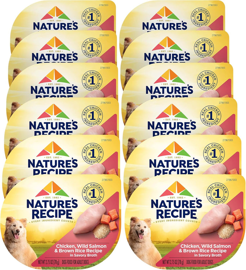 Nature's Recipe Chicken & Wild Salmon Wet Dog Food, 2.75 oz. Cup, 12 Pack