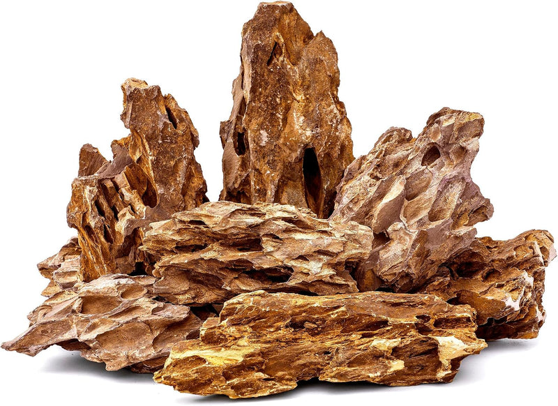 6.1-8.1 Inches Natural Dragon Stone, 6 PCS Large Aquarium Rocks for Aquascaping, Terrariums, Reptile Tanks & Aquarium Dé