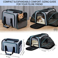 Cat Dog Carrier - Airline Approved Expandable Soft-Sided Pet Carrier with Removable Fleece Pad and Pockets, for Cats/Puppy and Small Animals Large(2 side expandable)