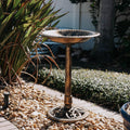 Backyard Expressions Outdoor Garden Bird Bath - Bronze - Weather Resistant Resin with Ground Stakes - 27 Inch