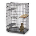 MidWest Homes for Pets Folding Metal Indoor Cat Playpen, Cage Includes Locking Wheels, 3 Platforms, Removable Tray, Plush Bed, Suited for 1-3 Cats