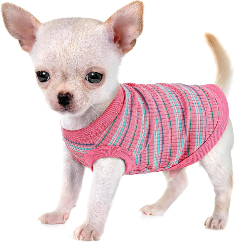 Premium 100% Cotton Rib Dog Shirt Vest for Small Breeds Pink XXS