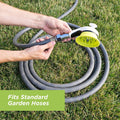 Wondurdog Outdoor Dog Wash Garden Hose Nozzle for Bath and Quick Paw Rinses. Splash Shield Handle and Rubber Grooming Brush. Metal Connection. Swivels on Hose with Water Pressure Control.