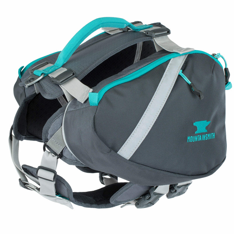 Mountainsmith K9 Dog Pack, Adjustable Chest and Back Harness Canine Backpack, Saddle Bags with Zippered Pockets for Camping, Travel, Outdoors, Backpacking, Hiking, Caribe Blue, Small