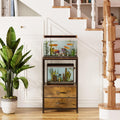 10 Gallon Aquarium Stand with 2 Drawers, Brown