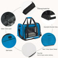 Soft Sided cat Carrier Bag Breathable Mesh Cat Dog Travel Carrier with Hand & Adjustable Crossbody Shoulder Strap (Blue,