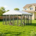 IronovaPets 10x10x6 FT Outdoor Dog Kennel with Waterproof Roof, Heavy Duty Dog Enclosures with Galvanized Welded Wire Steel & Dual Safety Lock