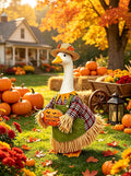 Fall Goose Outfits Scarecrow Porch Goose Clothes for Outdoor Lawn Decor