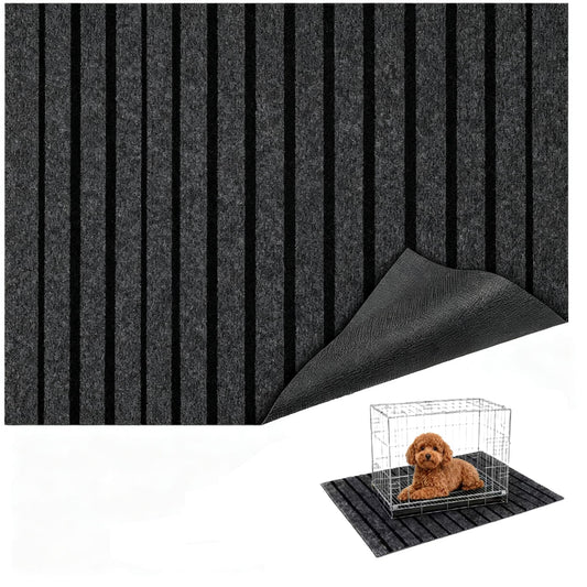 Mluyeri Dog Crate Mat 47"x32" Extra Thick Waterproof Non-Slip Kennel Pad, Absorbent Striped Design for Under Crate, Reusable & Washable Dog Mat for Crate