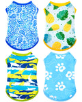 PET SHOW 4 Pack Summer Dog Shirts for Small Doggies Boy UPF 50+ UV Sun Protection Cooling Clothes Tank Top Shark Puppy Kitten Cats T-Shirts Pet Holiday Party Sleeveless Vest Blue(Small)