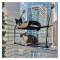 K&H Pet Products EZ Mount Double Stack Cat Window Perch for Large Cats, Sturdy Window Hammock Bed, Steel Frame, Sturdy Suction Cups, 2 Washable Shelf Covers, Foldable - Fits 27"W X 31"H Glass Spaces